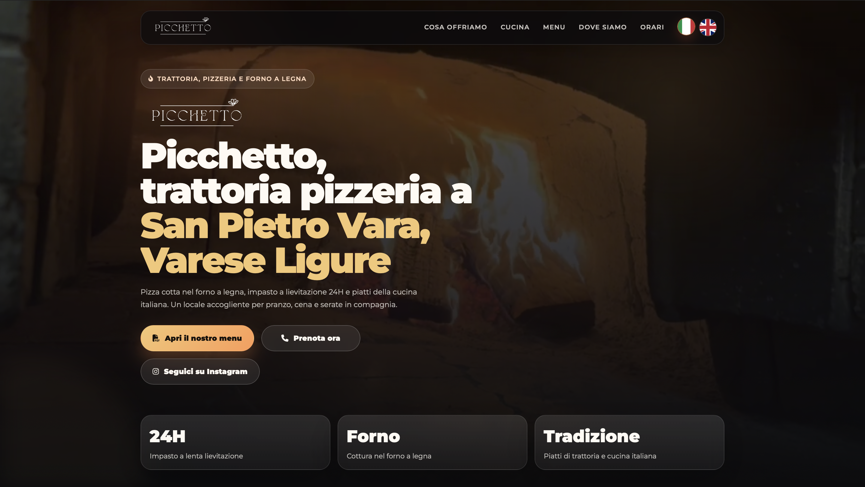 Picchetto website homepage