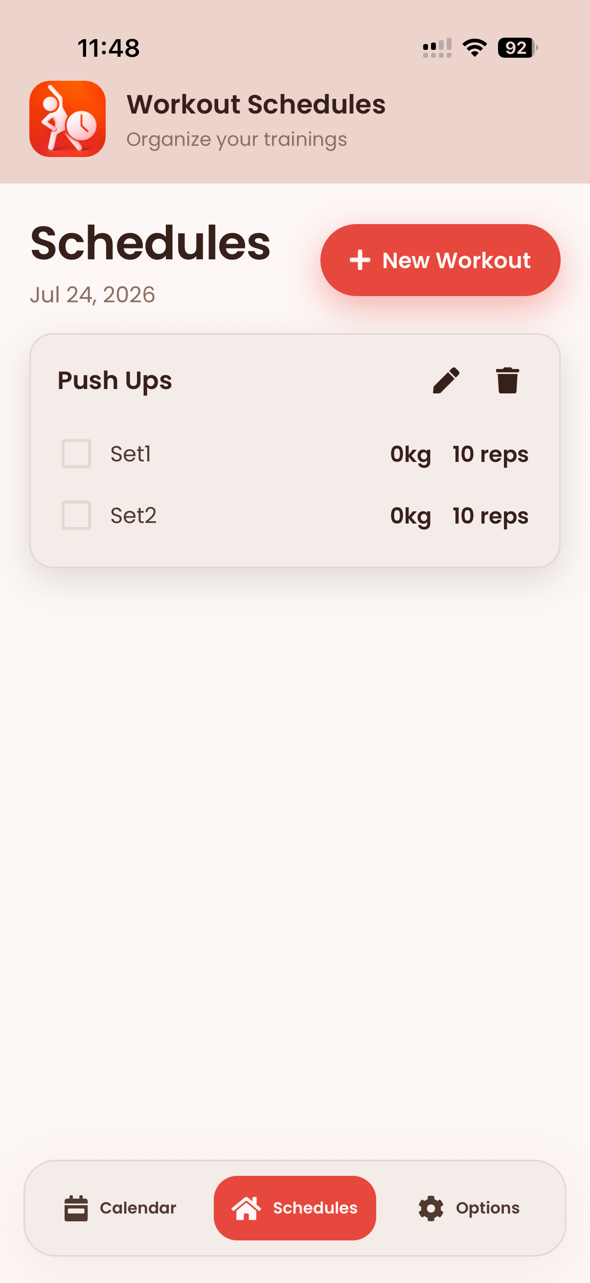 Workout Schedules screenshot